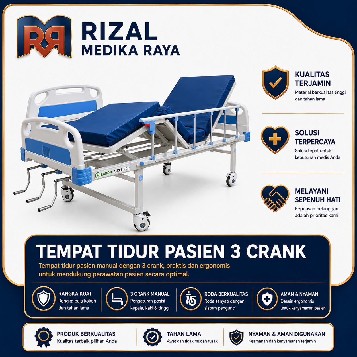 Tempat Tidur Pasien 3 Crank